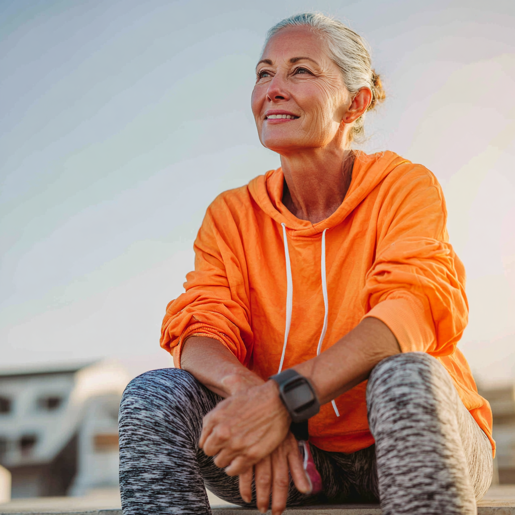 Active adult woman enjoying outdoor workout session